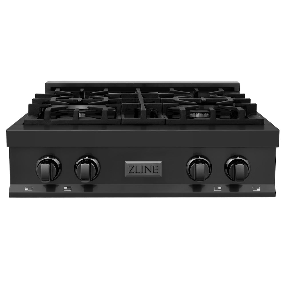 ZLINE 30 in. Legacy Gas Rangetop with 4 Burners and Porcelain Cooktop in Black Stainless Steel, Open Box-Excellent Condition