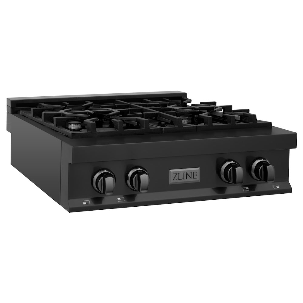 ZLINE 30 in. Legacy Gas Rangetop with 4 Burners and Porcelain Cooktop in Black Stainless Steel, Open Box-Excellent Condition