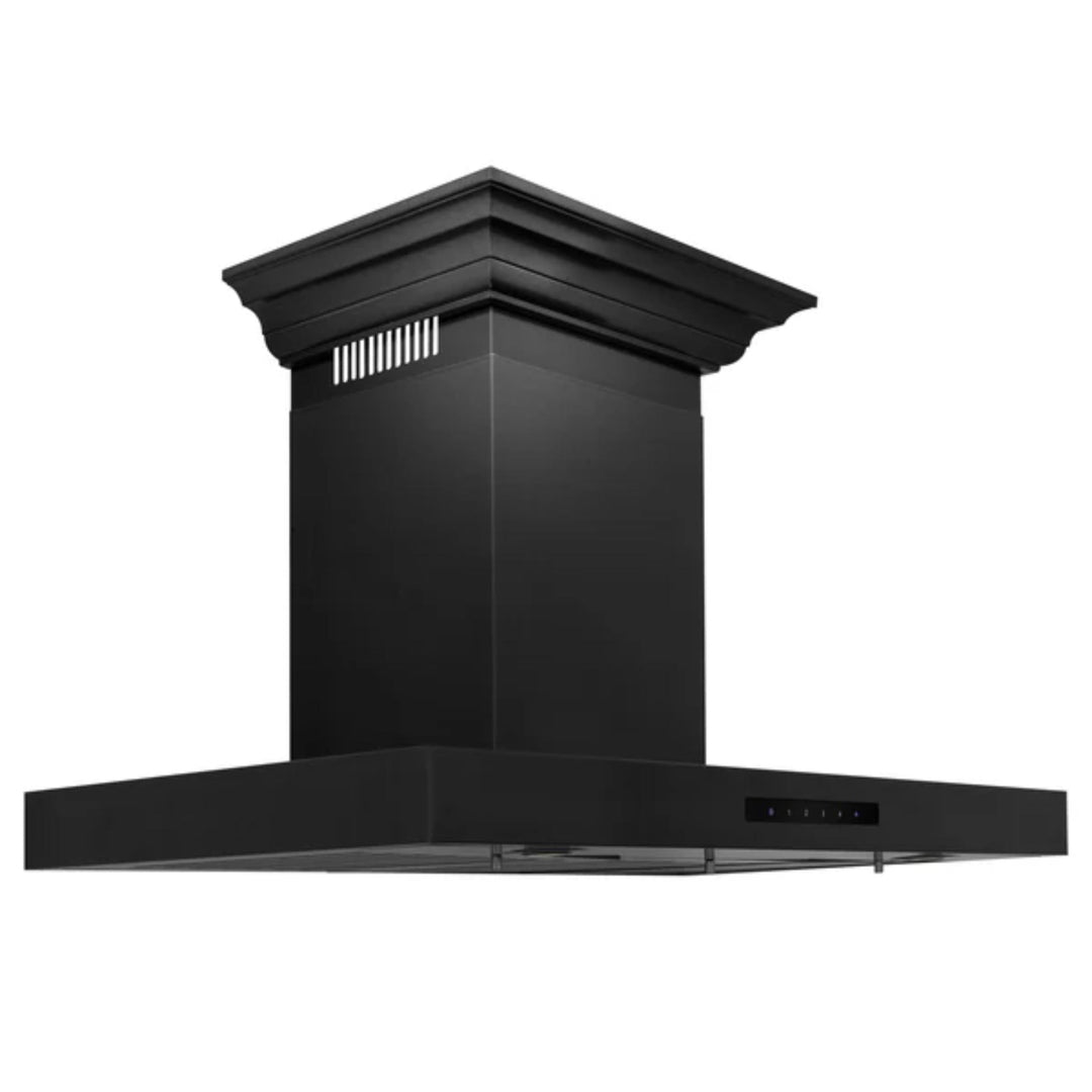 ZLINE Black Stainless Steel Wall Mount Range Hood with Crown Molding (BSKBNCRN)