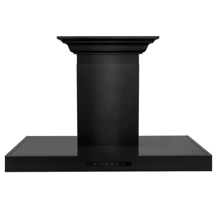 ZLINE 36 in. Convertible Vent Wall Mount Range Hood in Black Stainless Steel with Crown Molding, BSKENCRN-36