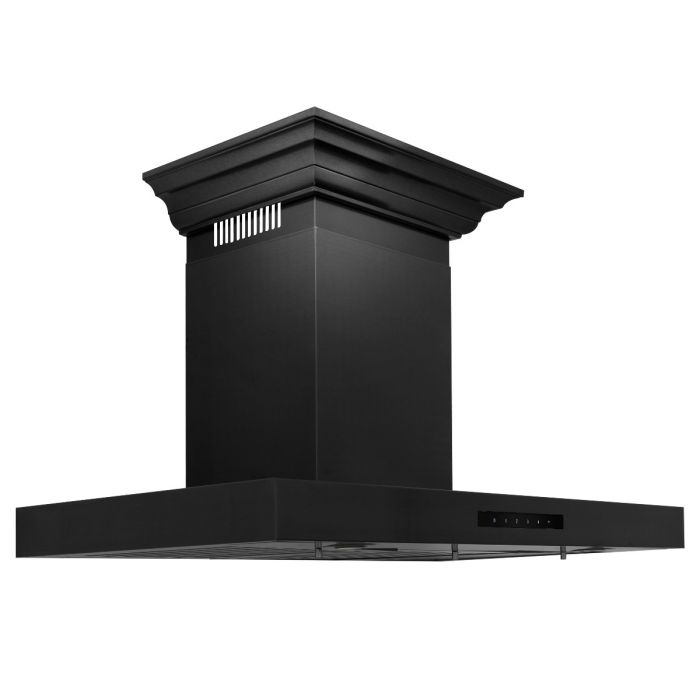 ZLINE 36 in. Convertible Vent Wall Mount Range Hood in Black Stainless Steel with Crown Molding, BSKENCRN-36