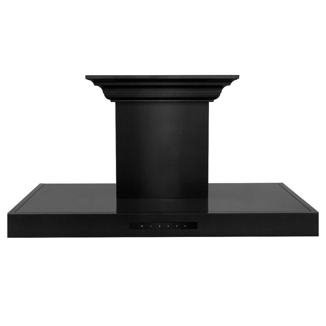 ZLINE 36 in. Wall Mount Range Hood in Black Stainless Steel with BlueTooth Crown Molding, BSKENCRN-BT-36