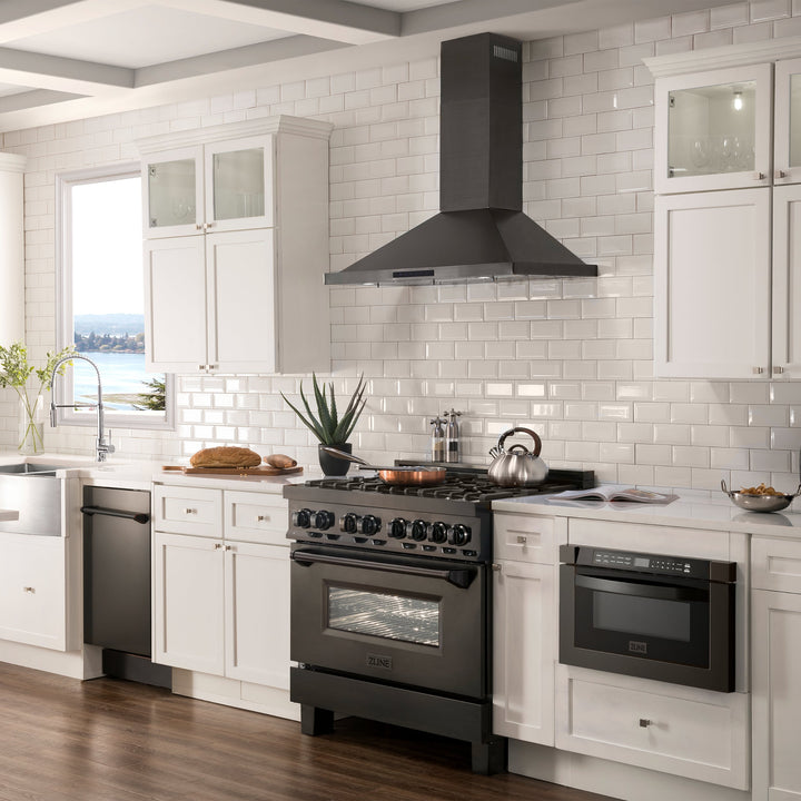 ZLINE 36" Convertible Vent Wall Mount Range Hood in Black Stainless Steel