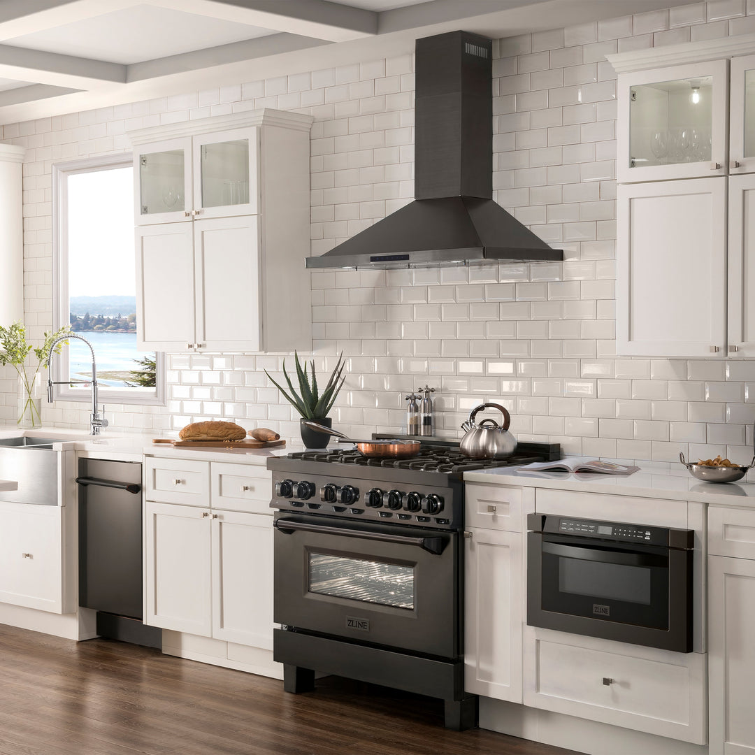 ZLINE 36" Convertible Vent Wall Mount Range Hood in Black Stainless Steel (BSKBN-36)