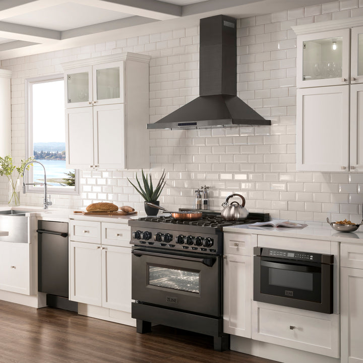 ZLINE 36" Convertible Vent Wall Mount Range Hood in Black Stainless Steel (BSKBN-36)