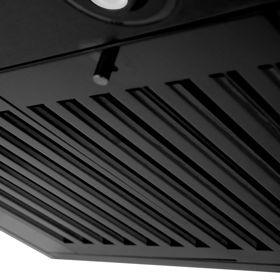 24" ZLINE CrownSound™Ducted Vent Wall Mount Range Hood in Black Stainless Steel with Built-in Bluetooth Speakers (BSKENCRN-BT-24)