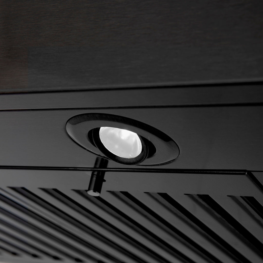 24" ZLINE CrownSound™Ducted Vent Wall Mount Range Hood in Black Stainless Steel with Built-in Bluetooth Speakers (BSKENCRN-BT-24)
