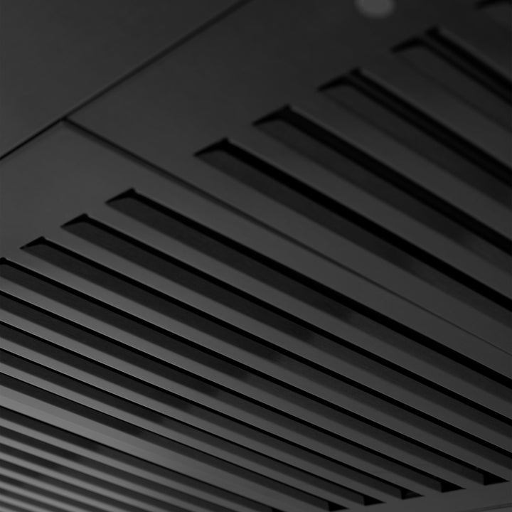 ZLINE 42" Convertible Vent Wall Mount Range Hood in Black Stainless Steel with Crown Molding (BSKBNCRN-42)