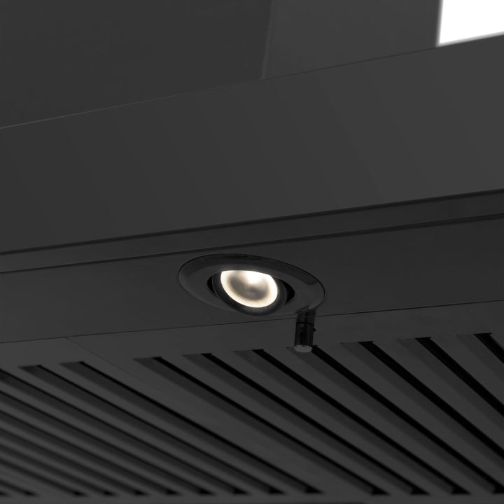 36" ZLINE CrownSound™Ducted Vent Wall Mount Range Hood in Black Stainless Steel with Built-in Bluetooth Speakers (BSKENCRN-BT-36)