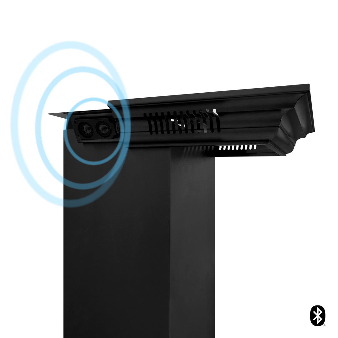 24" ZLINE CrownSound™Ducted Vent Wall Mount Range Hood in Black Stainless Steel with Built-in Bluetooth Speakers (BSKENCRN-BT-24)