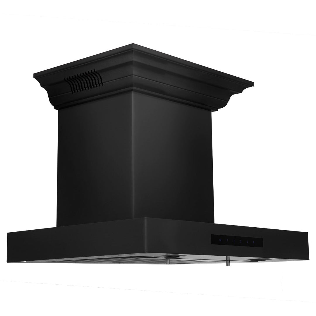 ZLINE 24 in. Wall Mount Range Hood in Black Stainless Steel with CrownSound® Speakers, BSKENCRN-BT-24