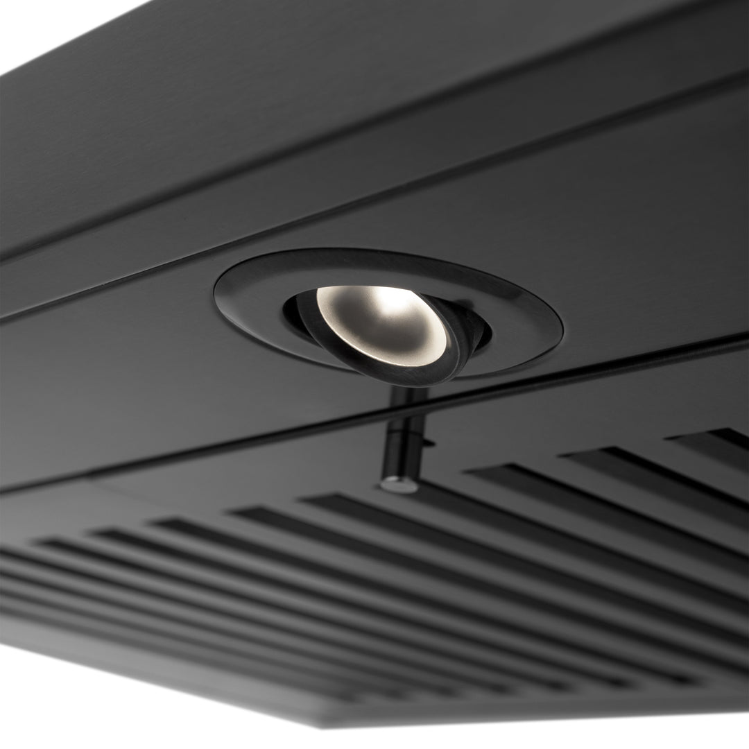 30" ZLINE CrownSound™Ducted Vent Wall Mount Range Hood in Black Stainless Steel with Built-in Bluetooth Speakers (BSKBNCRN-BT-30)