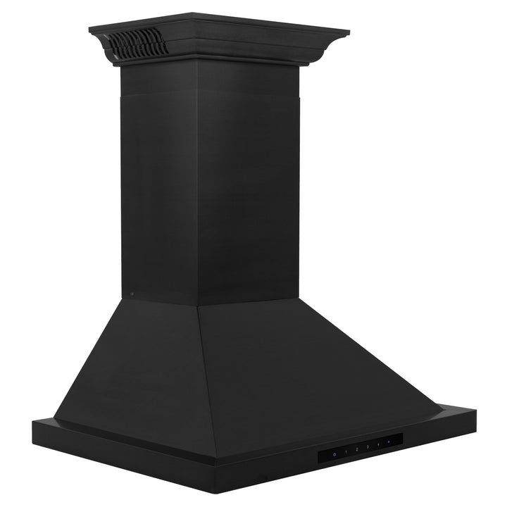 30" ZLINE CrownSound™Ducted Vent Wall Mount Range Hood in Black Stainless Steel with Built-in Bluetooth Speakers (BSKBNCRN-BT-30)