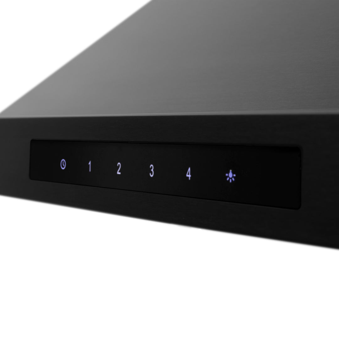 36" ZLINE CrownSound™Ducted Vent Wall Mount Range Hood in Black Stainless Steel with Built-in Bluetooth Speakers (BSKBNCRN-BT-36)
