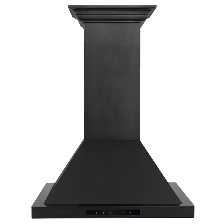 ZLINE 24 in. Convertible Vent Wall Mount Range Hood in Black Stainless Steel with Crown Molding, BSKBNCRN-24