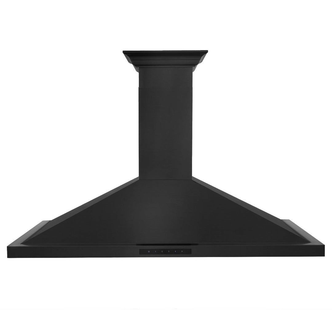 ZLINE 48 in. Convertible Vent Wall Mount Range Hood in Black Stainless Steel with Crown Molding, BSKBNCRN-48