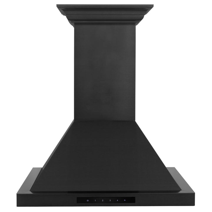 ZLINE 24 in. Wall Mount Range Hood in Black Stainless Steel with BlueTooth Crown Molding, BSKBNCRN-BT-24