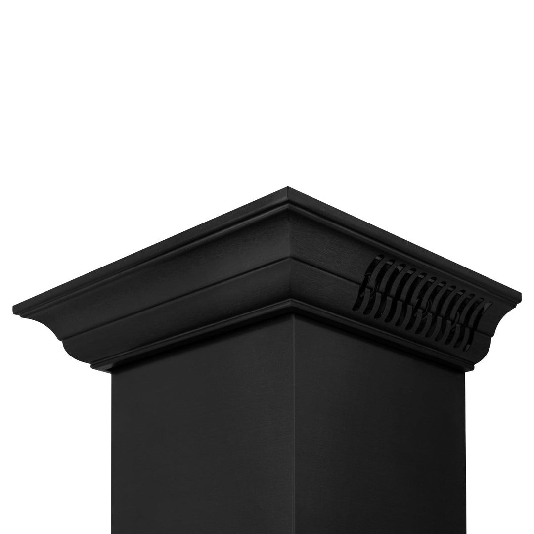 ZLINE 48 in. Black Stainless Steel Indoor Wall Range Hood with BlueTooth Crown Molding, BSKBNCRN-BT-48