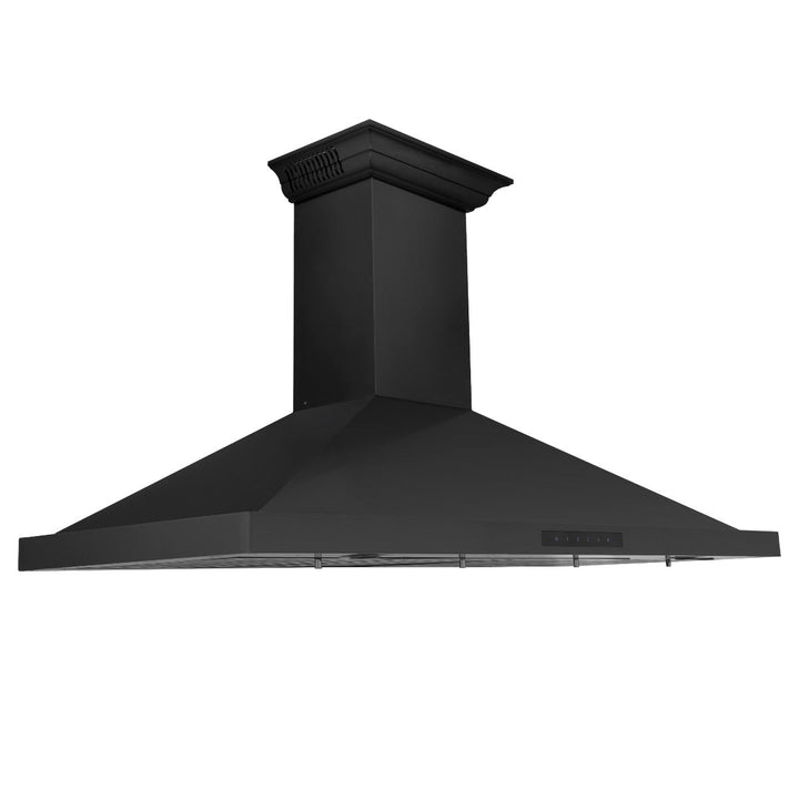 ZLINE 48 in. Black Stainless Steel Indoor Wall Range Hood with BlueTooth Crown Molding, BSKBNCRN-BT-48