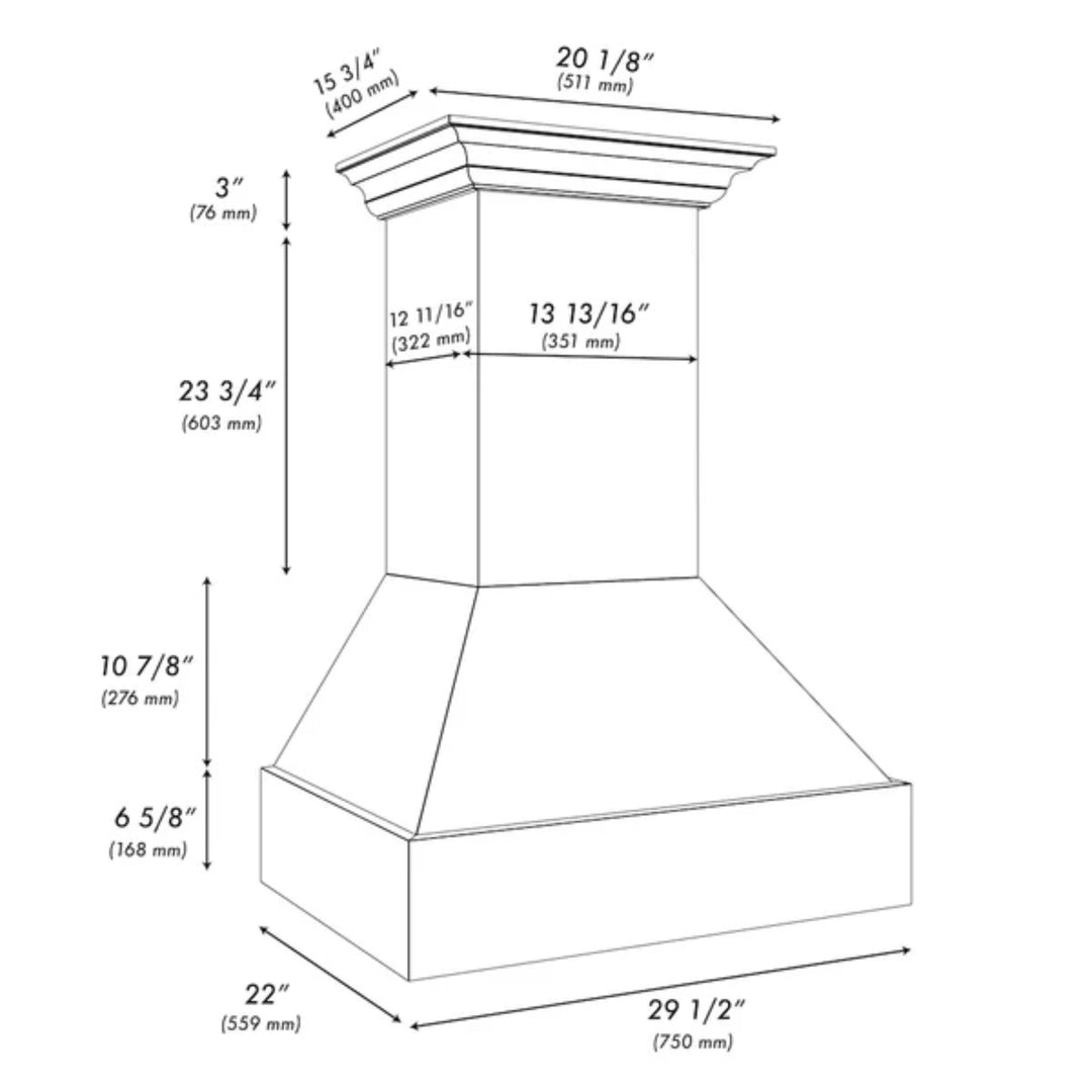 ZLINE 30" &amp; 36" Wooden Wall Mount Range Hoods in Rustic Bright White Finish