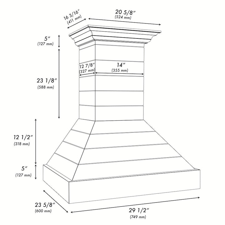 ZLINE 30 in. Wooden Wall Mount Range Hood in Rustic Shiplap Bright White Finish with Stainless Steel Accents (365WW-30)