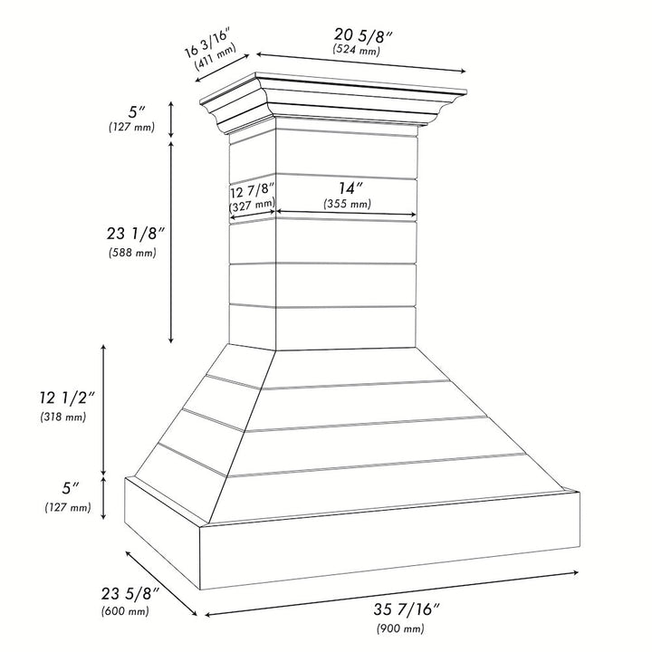 ZLINE 36 in. Wooden Wall Mount Range Hood in Rustic Shiplap Bright White Finish with Stainless Steel Accents (365WW-36)