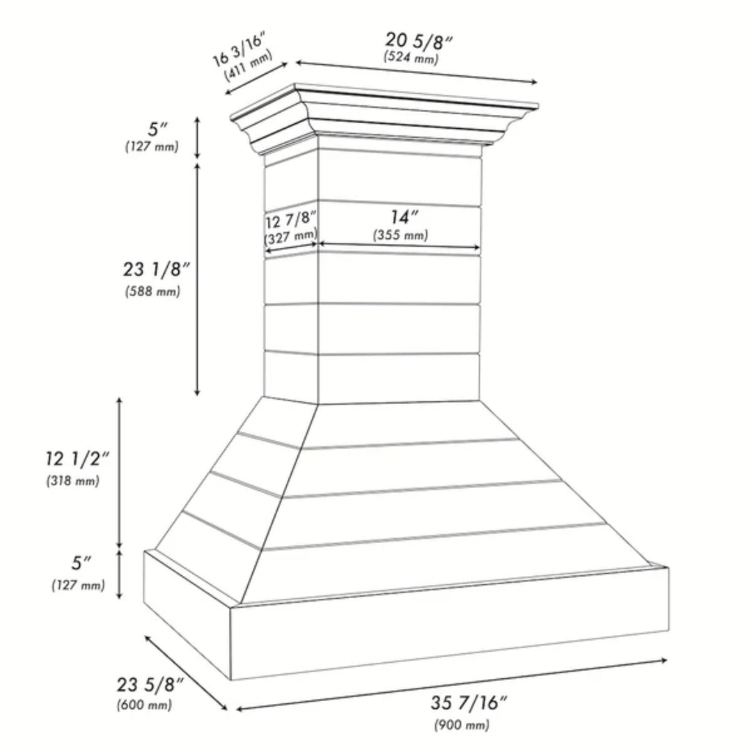 ZLINE 30" &amp; 36" Wooden Wall Mount Range Hoods in Rustic Shiplap Bright White with Stainless Steel Accents
