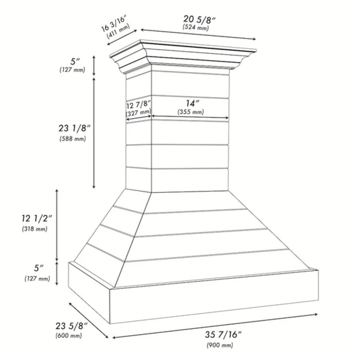 ZLINE 30" &amp; 36" Wooden Wall Mount Range Hoods in Rustic Shiplap Bright White with Stainless Steel Accents