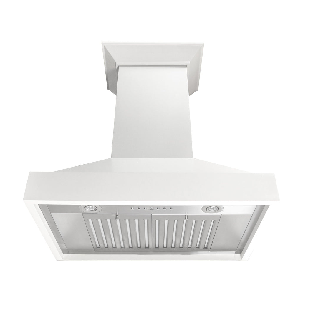 ZLINE 36" 400 CFM Convertible Wooden Wall Mount Range Hood in Smooth Bright White Finish, KBWW-36