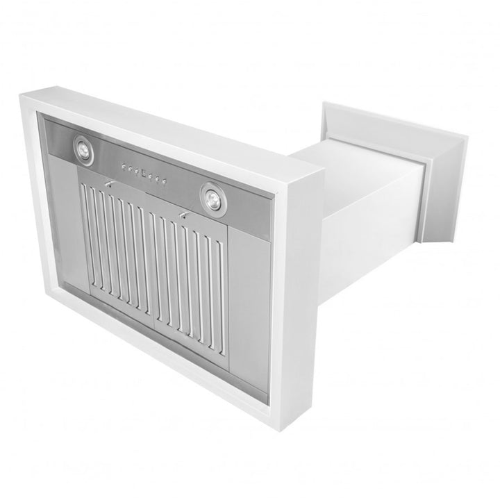 ZLINE 36" 400 CFM Convertible Wooden Wall Mount Range Hood in Smooth Bright White Finish, KBWW-36