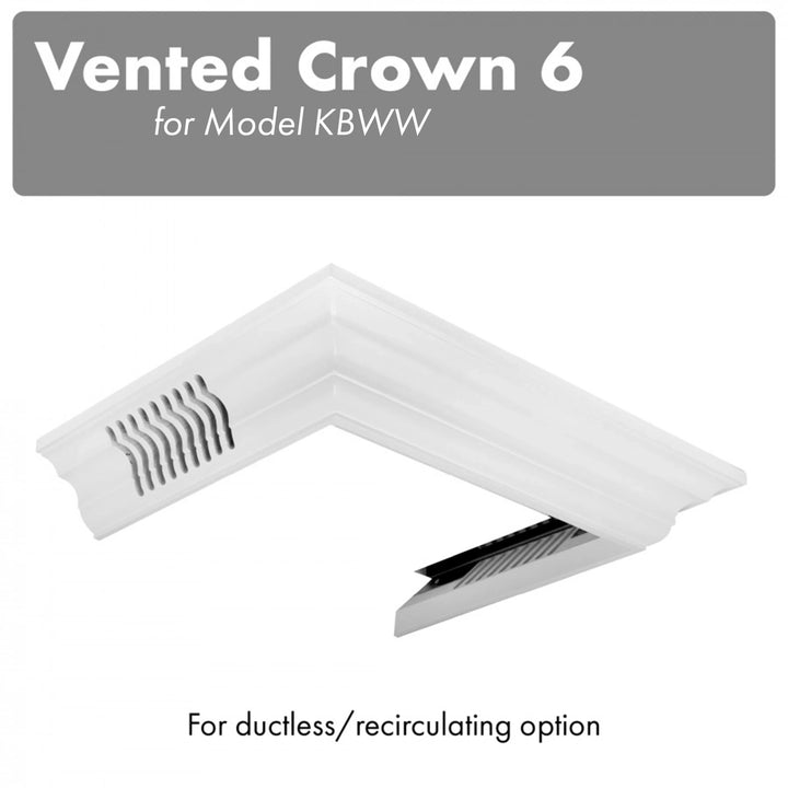 ZLINE Vented Crown Molding Profile 6 for Bright White Wall Mount Range Hood, CM6V-KBWW