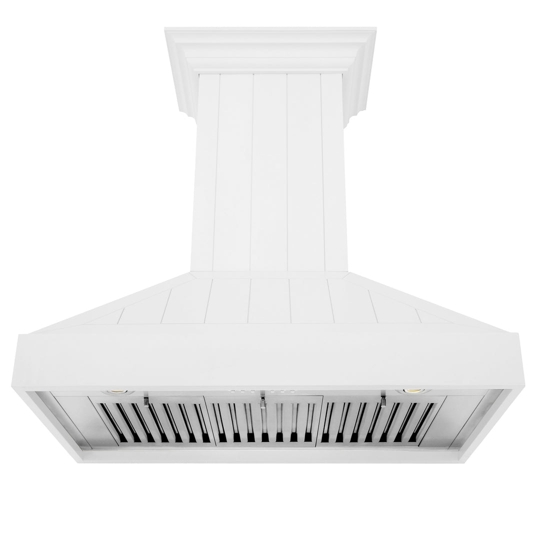 ZLINE 30" 400 CFM Convertible Wooden Wall Mount Range Hood in Shiplap Bright White Finish, KPWW-30