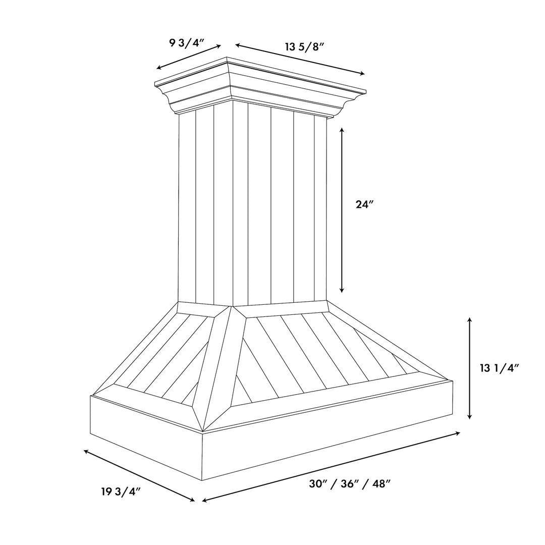 ZLINE 30" 400 CFM Convertible Wooden Wall Mount Range Hood in Shiplap Bright White Finish, KPWW-30