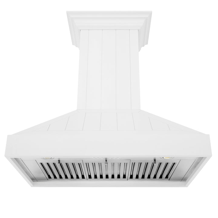 ZLINE 36" 400 CFM Convertible Wooden Wall Mount Range Hood in Shiplap Bright White Finish, KPWW-36