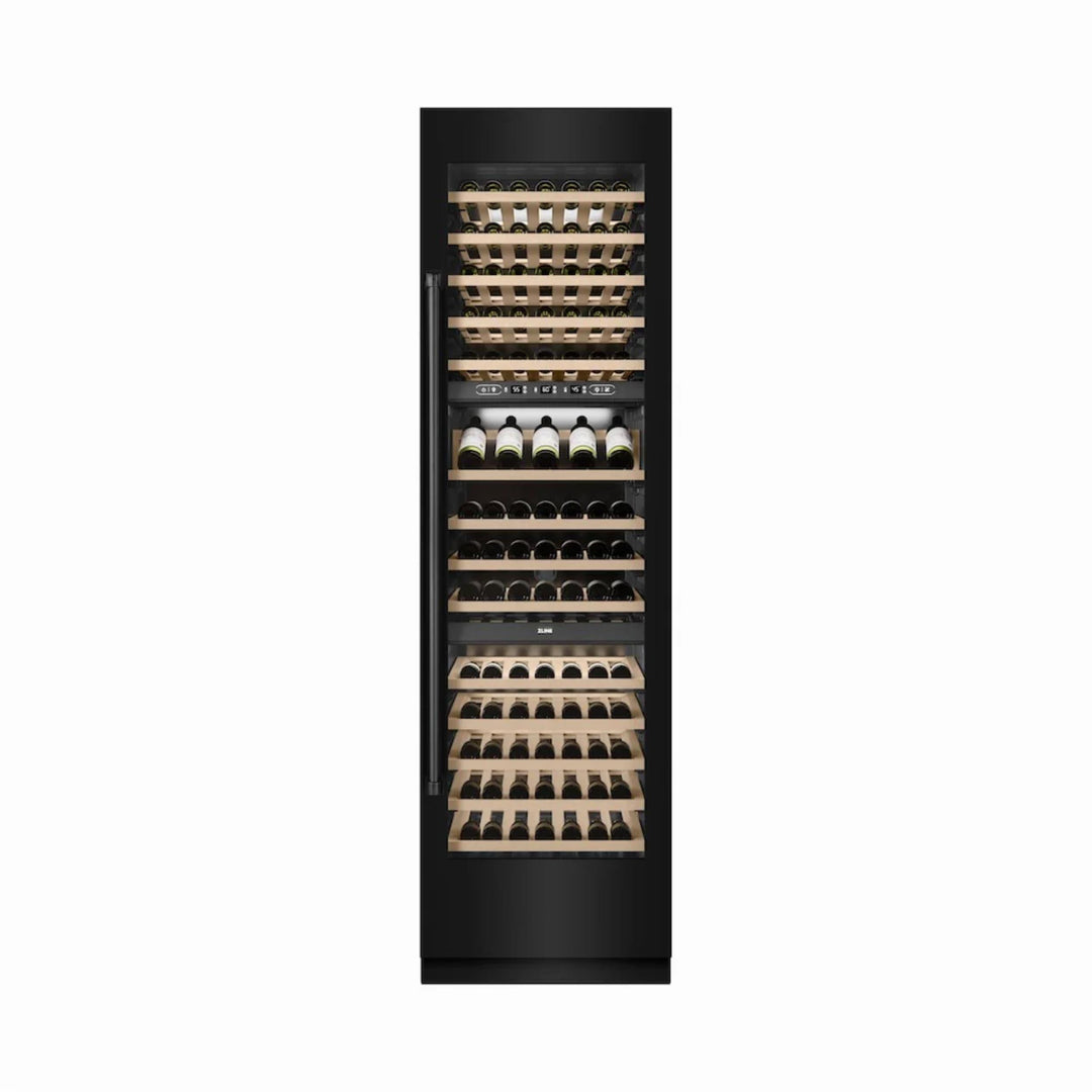 ZLINE 24-Inch Triple Zone 100 Bottle Column Wine Cooler in Black Stainless Steel
