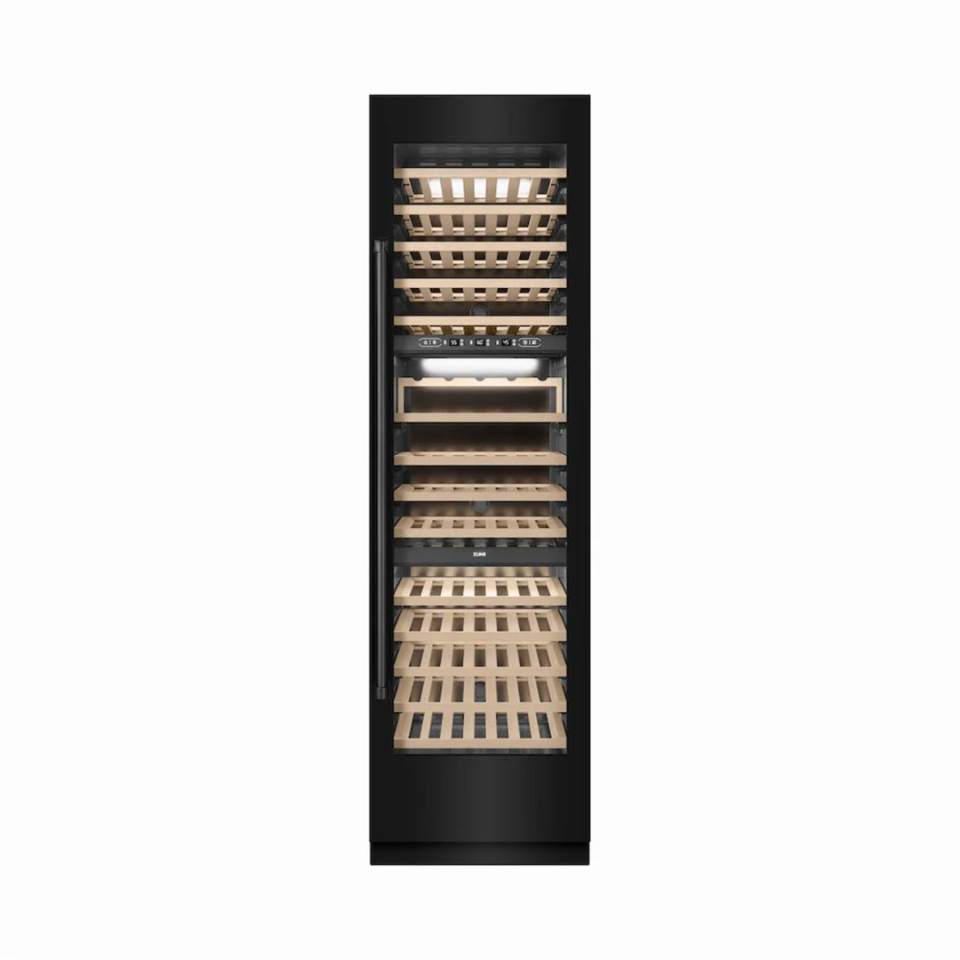ZLINE 24-Inch Triple Zone 100 Bottle Column Wine Cooler in Black Stainless Steel