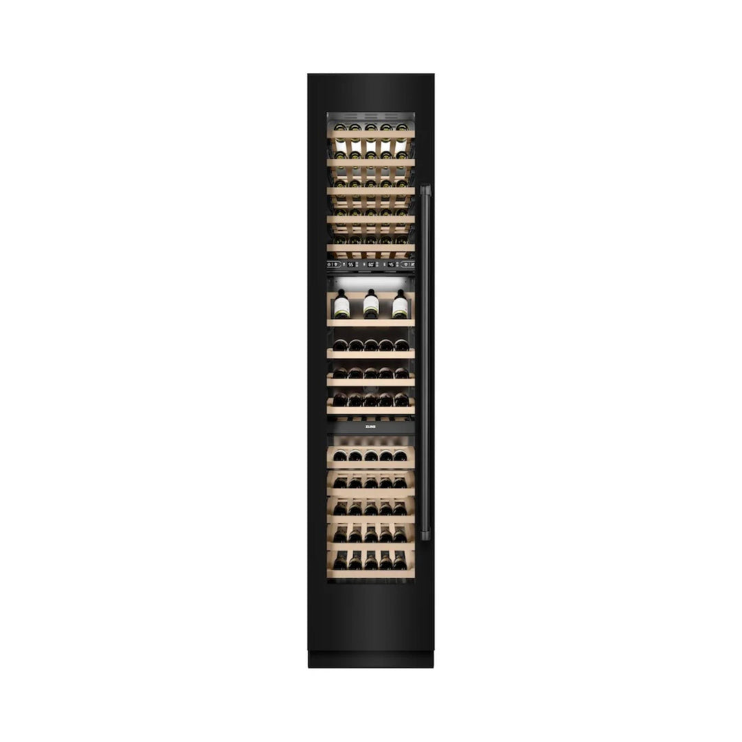 ZLINE 18-Inch 9.0 Cu. Ft. Triple Zone Left Hinge Column Wine Cooler in Black Stainless Steel