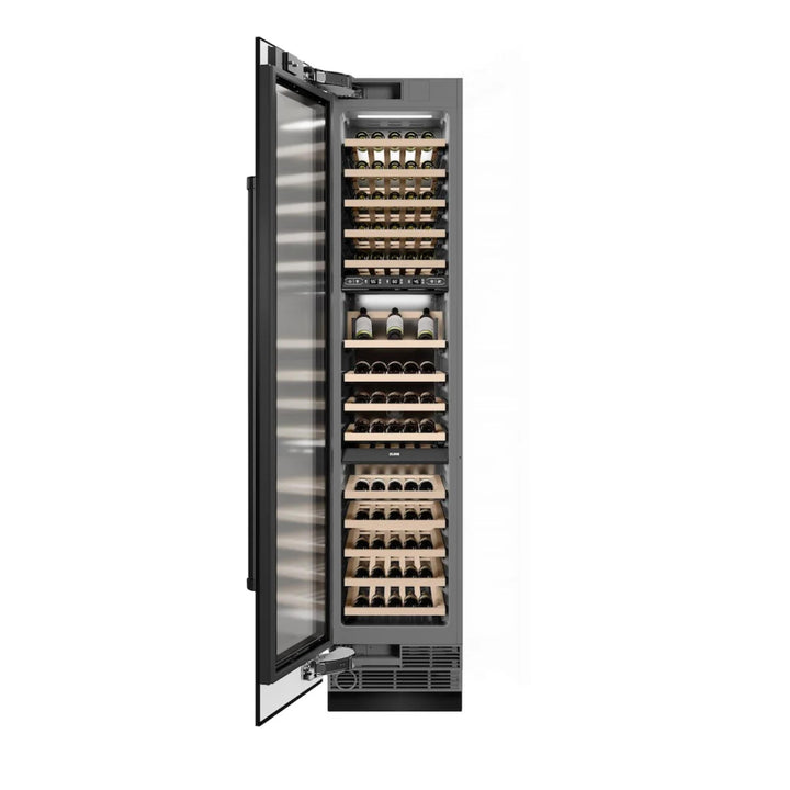 ZLINE 18-Inch 9.0 Cu. Ft. Autograph Edition Triple Zone Panel Ready Left Hinge Column Wine Cooler with Polished Gold Accents