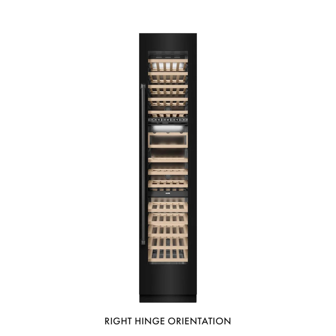 ZLINE 18-Inch 9.0 Cu. Ft. Triple Zone Panel Ready Right Hinge Column Wine Cooler in Black Stainless Steel