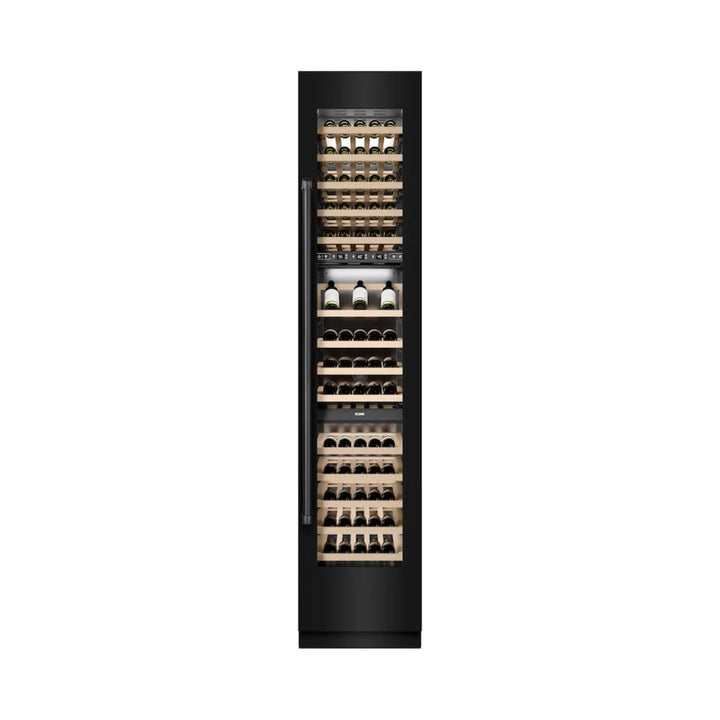 ZLINE 18-Inch 9.0 Cu. Ft. Triple Zone Panel Ready Right Hinge Column Wine Cooler in Black Stainless Steel