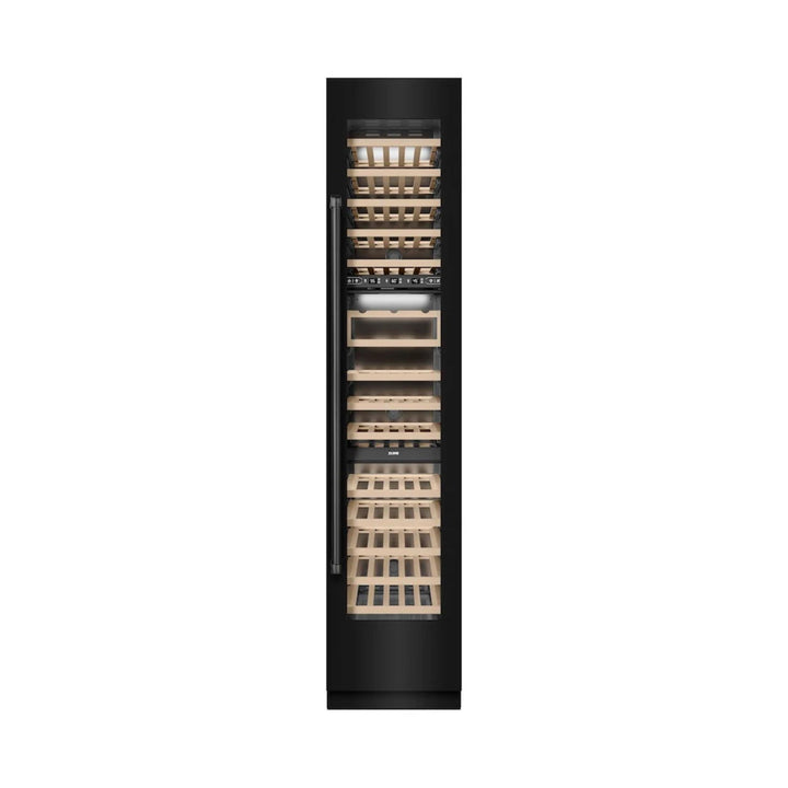 ZLINE 18-Inch 9.0 Cu. Ft. Triple Zone Panel Ready Right Hinge Column Wine Cooler in Black Stainless Steel