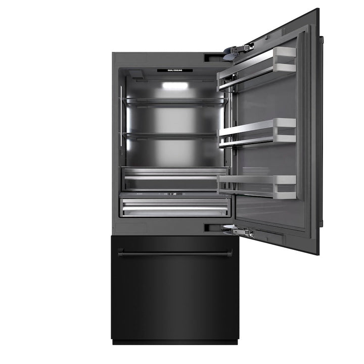 ZLINE 36 in. 19.8 cu. ft. Built-In Bottom Freezer Refrigerator with Water Dispenser and Ice Maker in Stainless Steel with Graphite Gray Interior