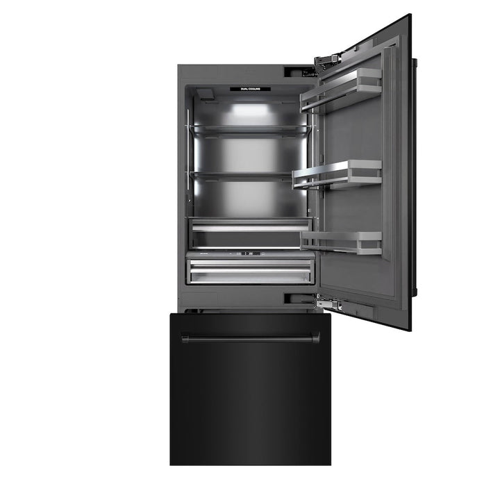 ZLINE 30 in. 16.1 cu. ft. Panel Ready Built-In Bottom Freezer Refrigerator with Water Dispenser and Ice Maker with Graphite Gray Interior