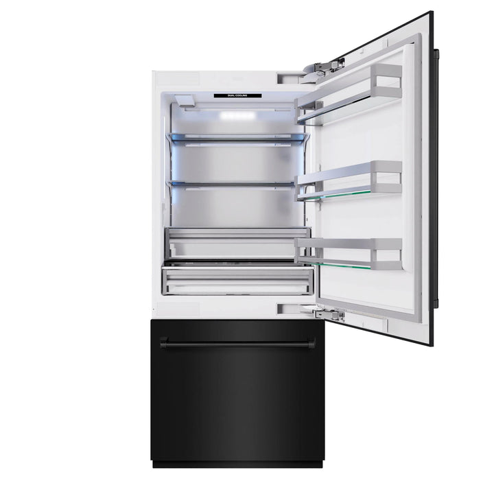 ZLINE 36" Built-In Bottom Freezer Refrigerator with Water Dispenser and Ice Maker in Black Stainless Steel