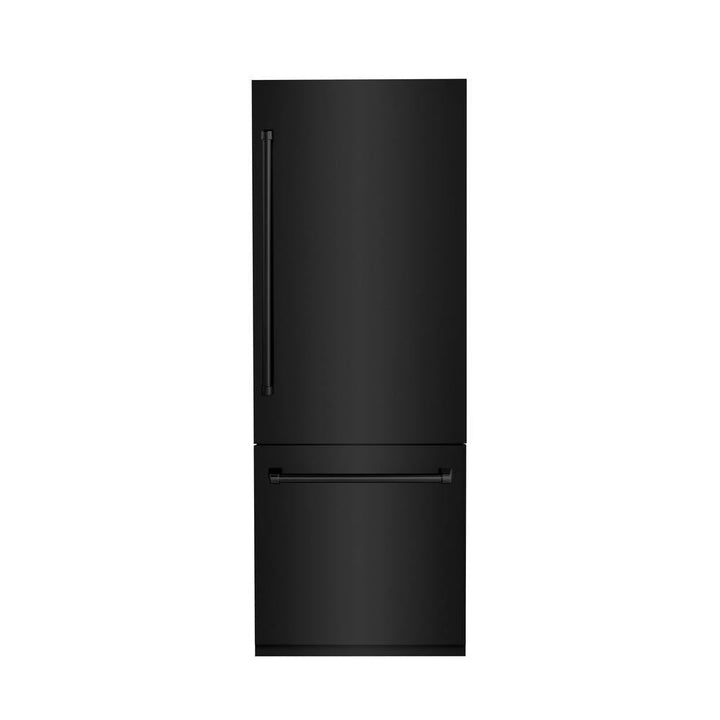 ZLINE 30 in. 16.1 cu. ft. Built-In Bottom Freezer Refrigerator with Water Dispenser and Ice Maker in Black Stainless Steel (RBIV-BS-30)