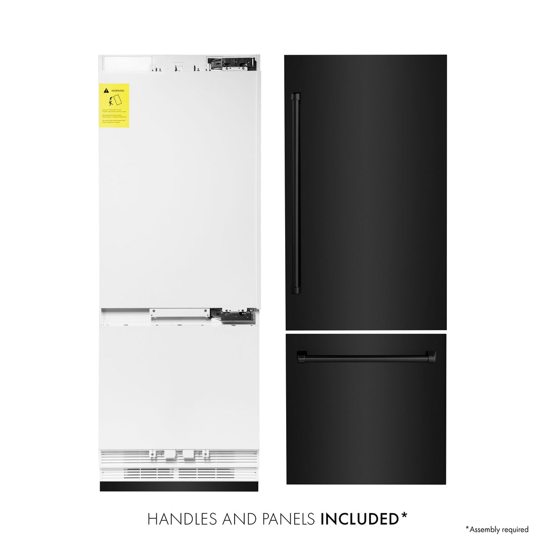 ZLINE 30" 16.1 cu. ft. Built-In Refrigerator with Internal Water and Ice Dispenser in Black Stainless Steel, RBIV-BS-30