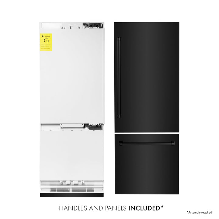 ZLINE 30" 16.1 cu. ft. Built-In Refrigerator with Internal Water and Ice Dispenser in Black Stainless Steel, RBIV-BS-30