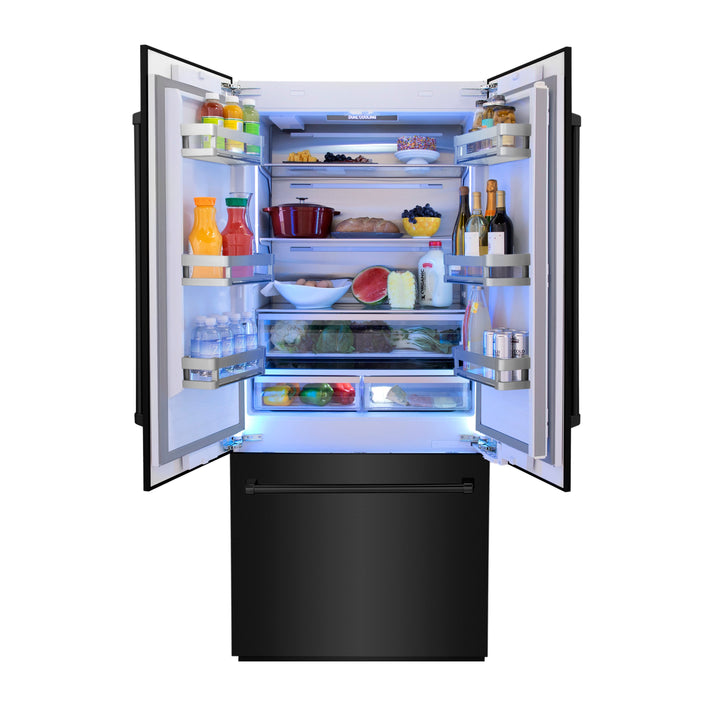 ZLINE 36" 19.6 cu. ft. Built-In Refrigerator with Internal Water and Ice Dispenser in Black Stainless Steel, RBIV-BS-36