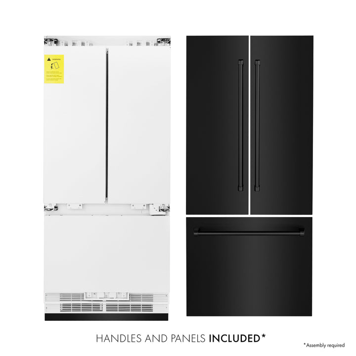 ZLINE 36" 19.6 cu. ft. Built-In Refrigerator with Internal Water and Ice Dispenser in Black Stainless Steel, RBIV-BS-36