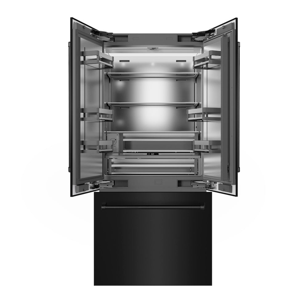 ZLINE 36 in. 19.6 cu. ft. French Door Built-In Bottom Freezer Refrigerator with Water Dispenser and Ice Maker in Stainless Steel with Stainless Steel Interior